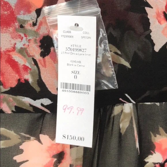 NWT WHBM Romantic Floral Print Dress.. Size 0 - Picture 13 of 15